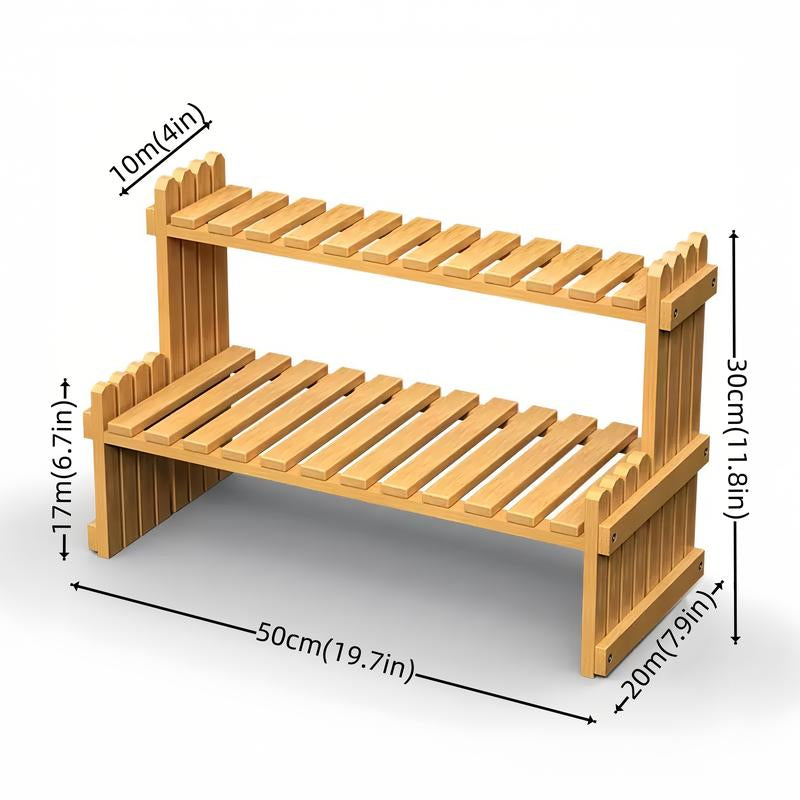 Trending Bamboo Desk Rack, 3-In-1 Plant Display & Storage Small Space Divider Home/Office/Balcony, Stylish MULTI-TIER Plant Stand, Double Duty: Plant Shelf + Book Organizer Natural Wood & Modern Design Perfect for Plant Moms/Dads! Wooden