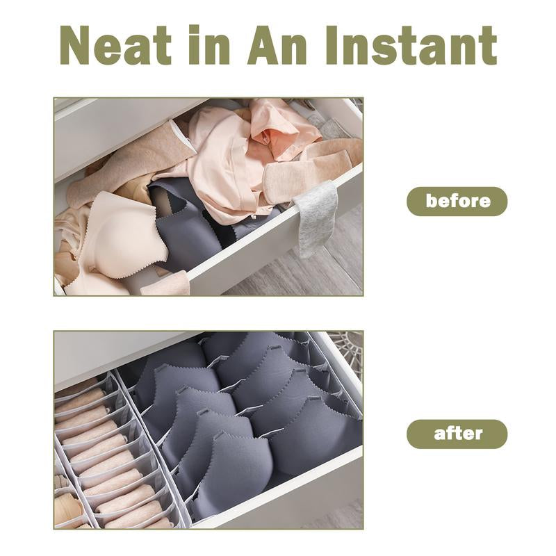 3 Counts Foldable Underwear Organizer, Drawer Organizer Divider Bins for Bras, Socks, Ties, Underwear Storage Box, Features anti - Static Material to Prevent Fabric Cling and Tangling