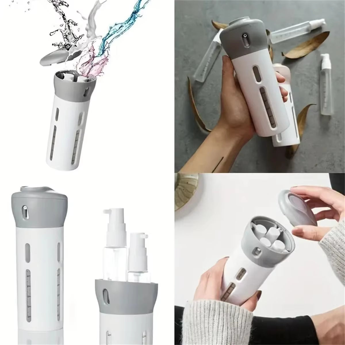 4-In-1 Travel Bottle Set Portable Cosmetics Lotion Perfume Refillable Bottle Travel Liquid Container Portable Tool