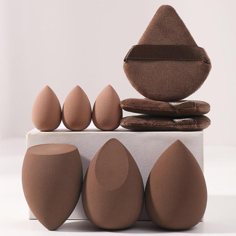 Makeup Tools Set for Women Summer Makeup, 9 Counts/Set Including 6 Beauty Blender & 3 Makeup Powder Puffs, Cosmetics Makeup Tool Soft Cosmetic Accessories for Contouring, Blending, Facial Detailing