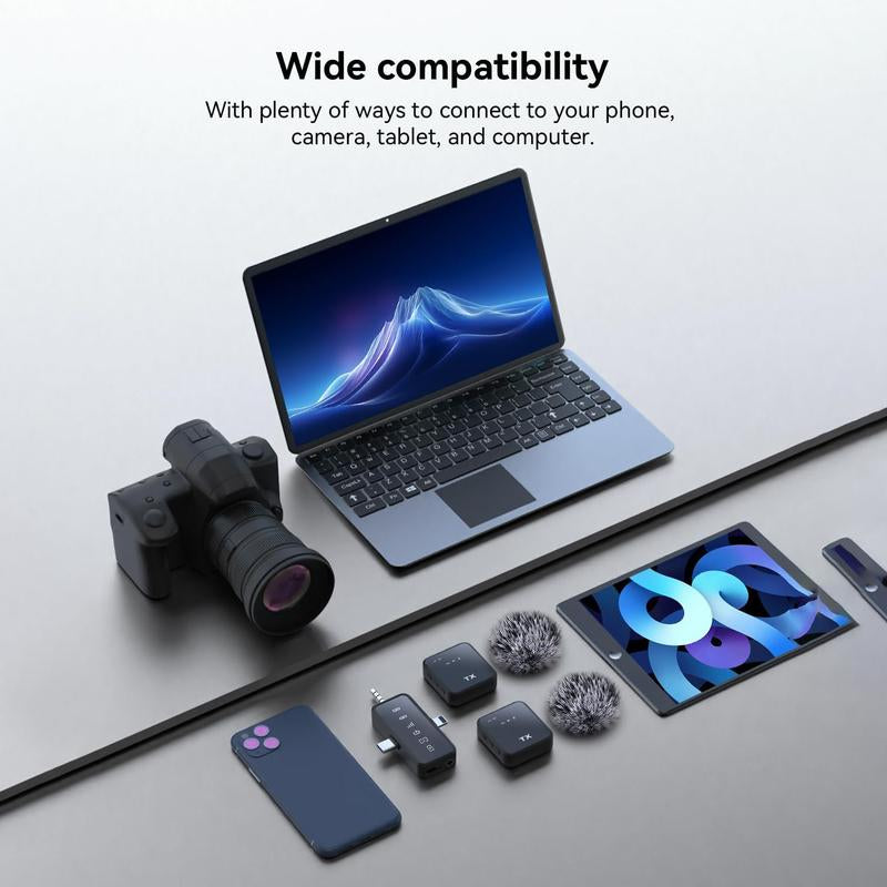 3-In-1 Wireless Lavalier Microphone for Iphone/Android/Camera – 328Ft Range, 18H Battery, Compact Clip-On Mic for Recording, Interviews, Vlogs, Youtube, Tiktok, Streaming (Perfect for Content Creators)