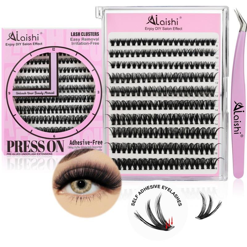 Ailaishi Glue-Free Eyelash Clusters – 10–18Mm Short Comic-Style C Curl DIY Lash Extensions, Waterproof Beginner-Friendly False Eyelashes with Tweezers, Household Cosmetics
