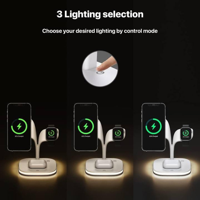 Wireless Charger, 3-In-1 Wireless Charging Stand, 5ND GEN, 45% Faster for Apple Watch, Iphone 16, Iphone 15, Iphone 14 Series, Airpods - Magsafe Charging Station for Multiple Devices - Black