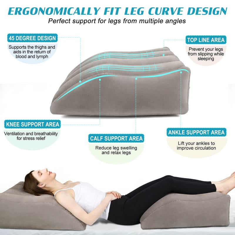 Wedge Pillow for Sleeping - Inflatable Leg Elevation Pillow for Swelling,Circulation,Leg & Back Pain Relief,Leg Support Polyvinyl Chloride Pillow for after Aurgery,Hip,Foot,Ankle Recovery