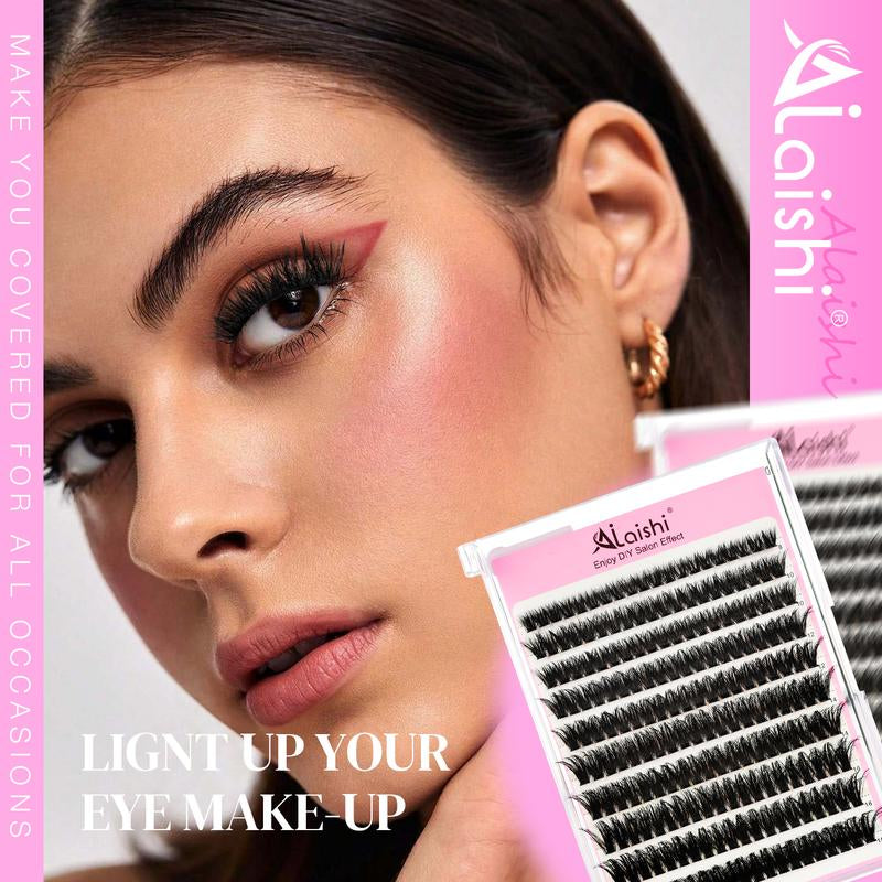 Ailaishi Glue-Free Eyelash Clusters – 10–18Mm Short Comic-Style C Curl DIY Lash Extensions, Waterproof Beginner-Friendly False Eyelashes with Tweezers, Household Cosmetics