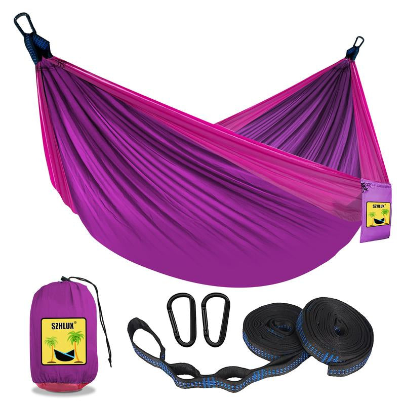 SZHLUX Camping Hammock Double & Single Portable Hammocks with 2 Tree Straps and Attached Carry Bag,Great for Outdoor,Indoor,Beach,Camping