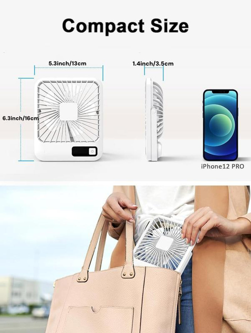 Ultra Quiet Small Fan with Strong Airflow, Portable Table Fan, Rechargeable Air Circulator Fan, USB Mini Fan for Office Dorm Bedroom Outdoor Travel